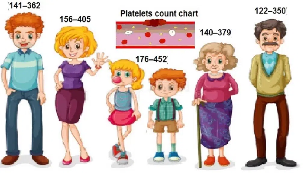Visual chart of normal blood platelets levels by age and gender